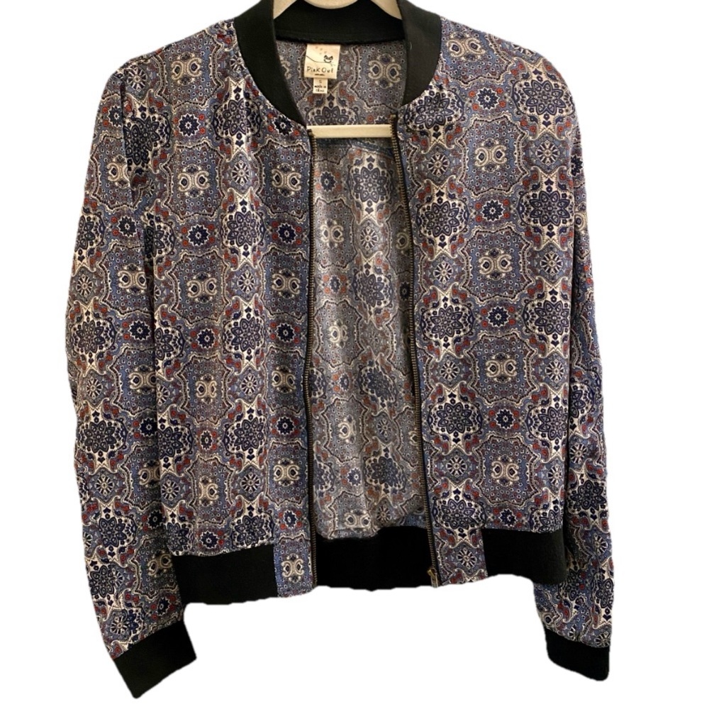 Pink Owl Multicolor Patterned Bomber Jacket - image 2